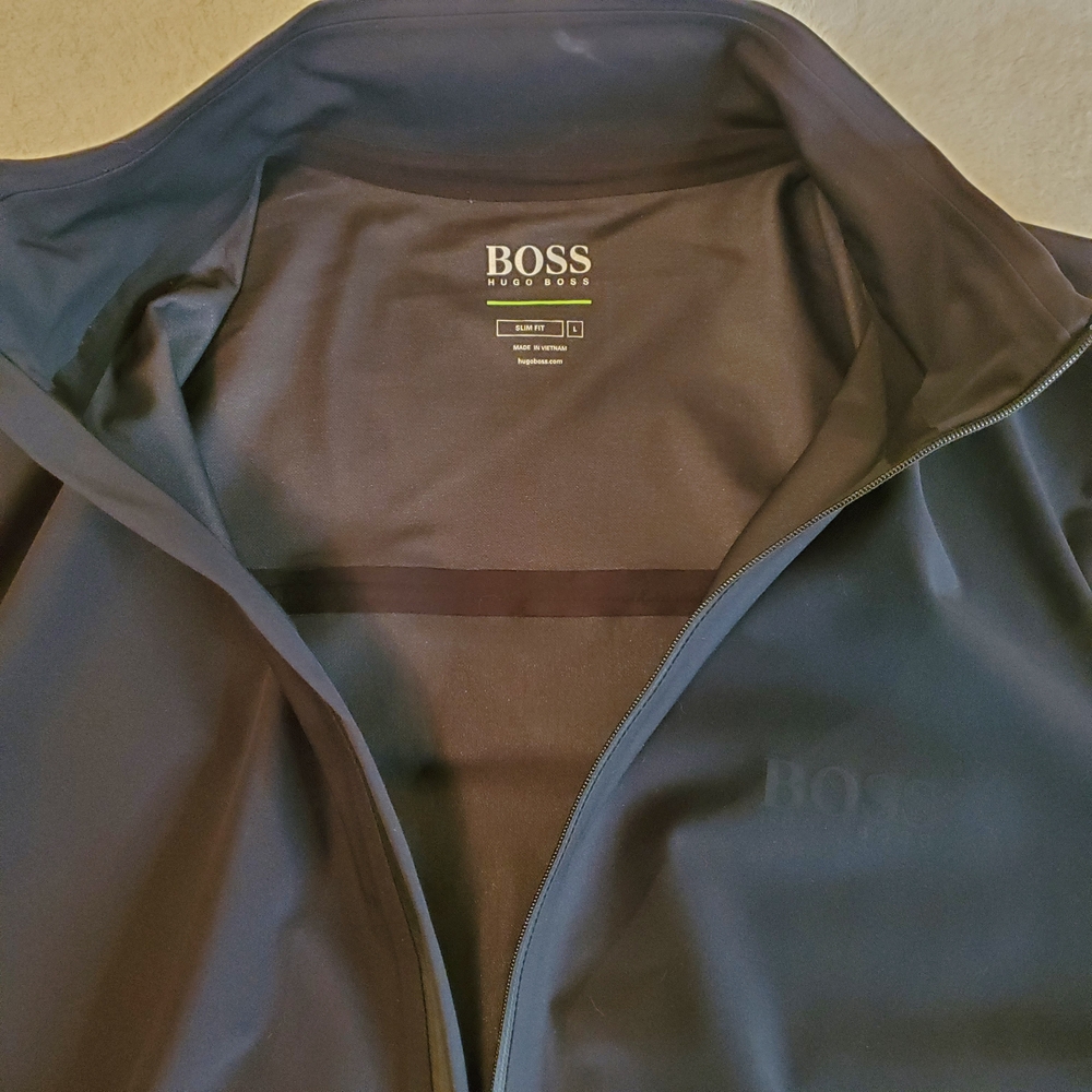 Hugo Boss Men's Black Lightweight Sealed Seam Raincoat.